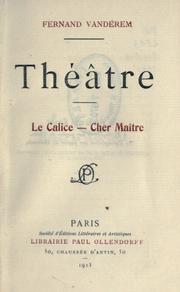 Cover of: Théâtre.