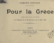 Cover of: Pour la Grèce: vers dit par l'auteur à la Matinée de la Renaissance du 11 mars 1897.