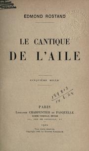 Cover of: Le cantique de l'aile.