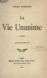 Cover of: vie unanime: poême.