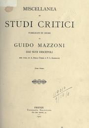 Miscellanea di studi critici pubblicati in onore di Guido Mazzoni