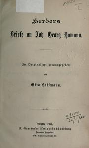 Cover of: Briefe an Joh. Georg Hamann