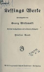 Cover of: Werke.: Hrsg. von Georg Witkowski; kritisch durchgesehene und erläuterte Ausg.