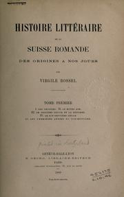 Cover of: Histoire littéraire de la Suisse romande des origines a nos jours.