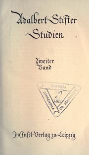 Cover of: Studien by Adalbert Stifter