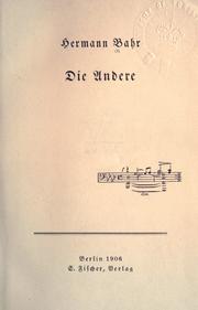 Cover of: Die Andere by Hermann Bahr