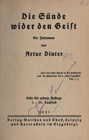 Cover of: Die Sünde wider den Geist: ein Zeitroman