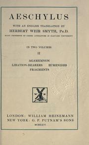 Cover of: Aeschylus, with an English translation by Herbert Weir Smyth.