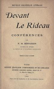 Cover of: Devant le rideau, conférences