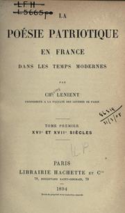 Cover of: poésie patriotique en France dans les temps modernes.