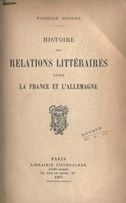Cover of: Histoire des relations littéraires entre la France et l'Allemagne.
