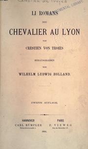 Cover of: Li romans dou Chevalier au Lyon von Crestien von Troies. by Chrétien de Troyes