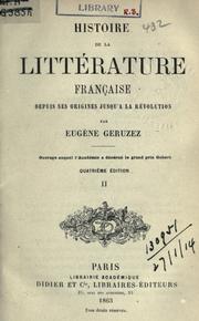 Cover of: Histoire de la littérature française depuis ses origines jusqu'a la Revolution