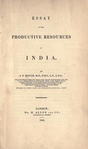 Cover of: Essay on the productive resources of India