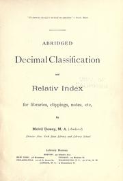 Cover of: Abridged decimal classification and relativ index for libraries, clippings, notes, etc.