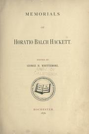 Cover of: Memorials of Horatio Balch Hackett. by G. H. Whittemore