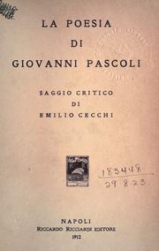 Cover of: poesia di Giovanni Pascoli: saggio critico.
