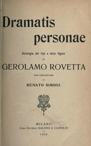 Cover of: Dramatis personae by Gerolamo Rovetta
