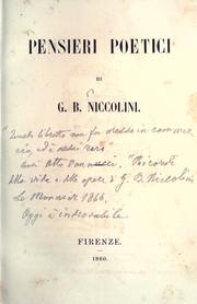 Cover of: Pensieri poetici by Giovanni Battista Niccolini