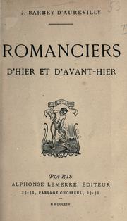 Cover of: Romanciers d'hier et d'avant-hier.