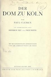 Cover of: Die Kunstdenkmäler der Stadt Köln. by Paul Clemen