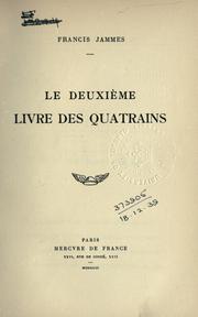 Cover of: deuxième livre des quatrains.
