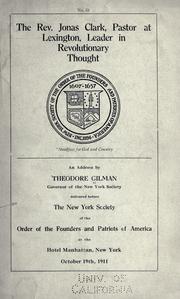 Cover of: The Rev. Jonas Clark