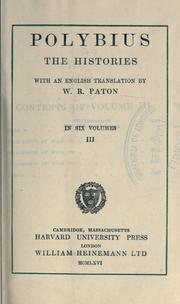 Cover of: The histories, with an English translation by W.R. Paton.: In six volumes. Volume 3