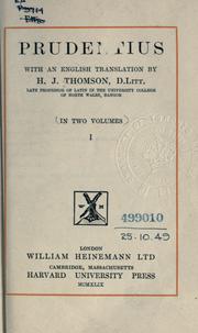 Cover of: Prudentius, with an English translation by H.J. Thomson. by Aurelius Clemens Prudentius