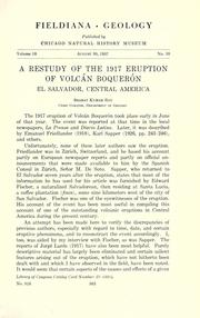 Cover of: A restudy of the 1917 eruption of Volcán Boquerón, El Salvador, Central America.