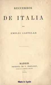 Cover of: Recuerdos de Italia by Emilio Castelar, Emilio Castelar