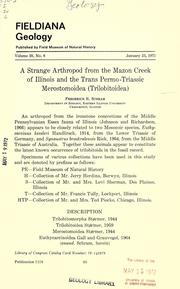 Cover of: A strange arthropod from the Mazon Creek of Illinois and the Trans Permo-Triassic Merostomoidea (Trilobitoidea) by Frederick R. Schram