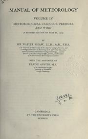 Cover of: Manual of meteorology by Sir Napier Shaw
