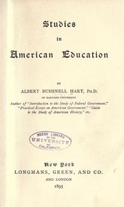 Cover of: Studies in American education by Albert Bushnell Hart
