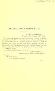 Allotments, family allowances, compensation, and insurance, under War risk insurance act and act of Mar. 2, 1899, as amended by public no. 66, Sixty-fifth Congress (section VI, bulletin no. 61, W.D., 1917) 1918 by United States Department of War