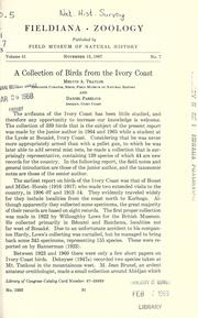 Cover of: collection of birds from the Ivory Coast