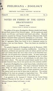 Cover of: Notes on fishes of the genus Brachygobius.