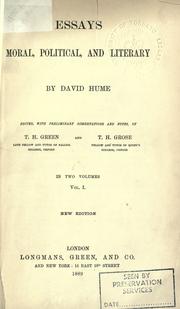 Cover of: Essays, moral, political and literary by David Hume