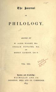 Cover of: The Journal of philology. by 