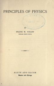 Front cover of Principles of physics by Frank M. Gilley