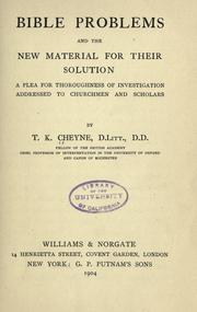 Cover of: Bible problems and the new material for their solution