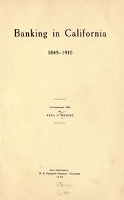 Front cover of Banking in California, 1849-1910 by Benjamin Cooper Wright