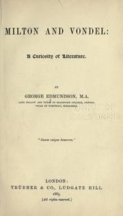 Cover of: Milton and Vondel by George Edmundson