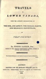 Cover of: Travels in Lower Canada by Joseph Sansom, Joseph Sansom