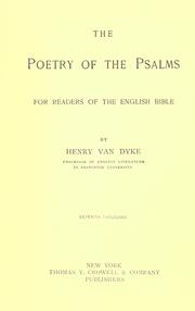 Cover of: The poetry of the Psalms by Henry van Dyke