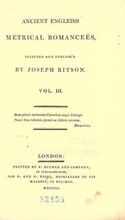 Cover of: Ancient Engleish metrical romanceës by Ritson, Joseph