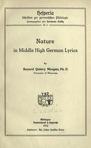 Cover of: Nature in Middle High German lyrics