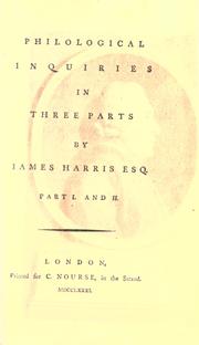 Cover of: Philological inquiries by Harris, James