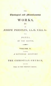 Cover of: theological and miscellaneous works of Joseph Priestley