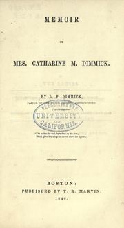 Cover of: Memoir of Mrs. Catharine M. Dimmick.